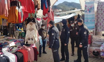 Güce’de Polis Ekipleri Koronavirüs Denetimi Yaptı